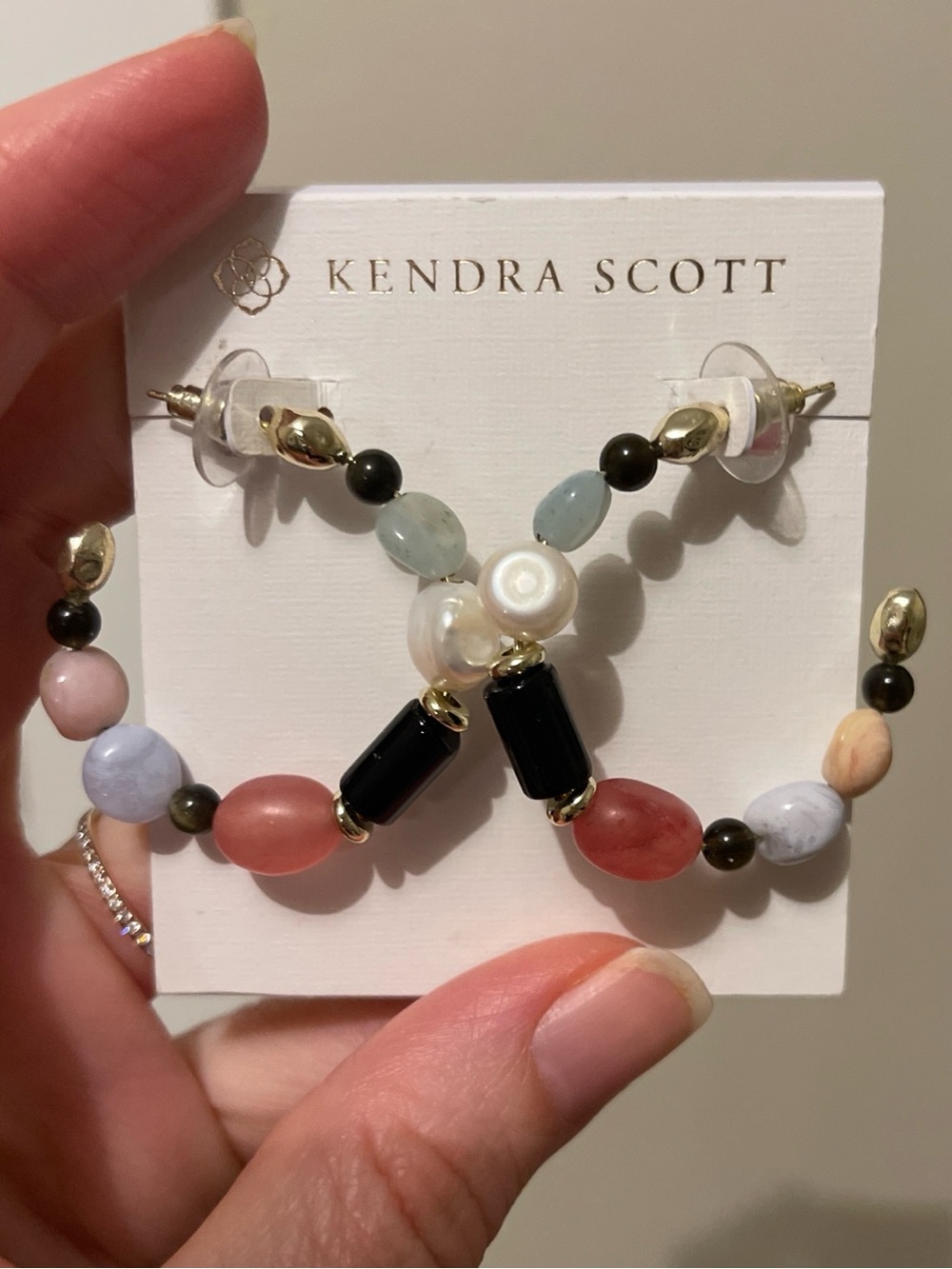 Kendra Scott Multicolor Beaded Hoop Earrings - Pink, Blue, Green, Black